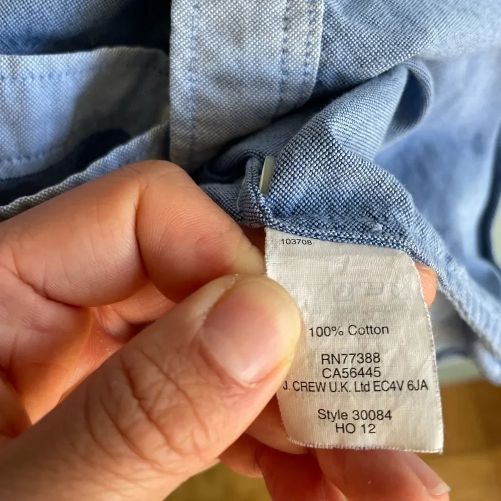 J Crew Blue Colorblock Boy Fit Oxford, Sz 0, Fits XS